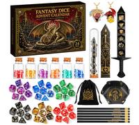 SKYAYA DND Dice Advent Calendar 2026, 24 Days of Mystery Christmas Countdown Polyhedral Dice Set, Sword Holder, Leather Tray, Vials & Storage Bag, Surprise Gift for D&D Tabletop RPG MTG Game Players