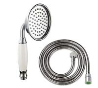 Skybath Brass Metal Shower Head Traditional Victorian Style Handheld Shower Sprayer Head with 1.5M Hose Chrome Polished