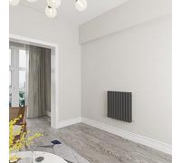 Skybathroom | 600x590mm Horizontal Anthracite Oval Double Panel Central Heating Radiator