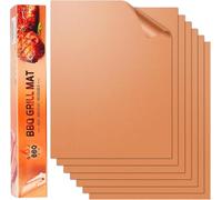 SKYBD Copper Grill Mats for Outdoor Grill（Set of 6), Nonstick & Easy to Clean BBQ Grilling Sheets, Reusable & Heavy Duty Mats Works on Outdoor Gas, Electric, Charcoal Grill