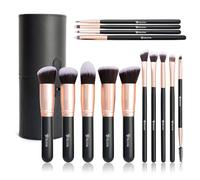Skybloom 14 Piece Premium Makeup Brush-Set with Leather Case, Black and Rose Gold