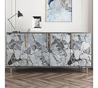 Skyblur Blue Grey Marble Wallpaper for Bedroom Kitchen Worktop Covering Vinyl Self Adhesive Covering Marble Vinyl Wrap Grey Brick Effect Wallpaper 40x300cm Sticky Back Plastic Roll Contact Paper