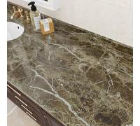 Skyblur Brown Marble Effect Vinyl Self Adhesive Peel and Stick Marble Wallpaper Bathroom Self Adhesive Tiles 40x200cm Vinyl Wrap for Furniture Kitchen Worktop Sticky Back Plastic Roll Brown Wallpaper