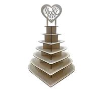 Skybook 7 Tier Wooden Chocolate Display Stand Tower, Personalised Mr & Mrs Heart Shape Dessert Candy 3D Holder Wedding Display Stand Rack Wedding Decoration Supplier Party Centrepiece