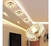 Skybook Crystal LED Downlight, 3W Recessed Ceiling Light with 5-8cm Aperture, LED Decorative Spotlight for Creative Corridor in Hallway, Hallway, Living Room, Bedroom (Warm White, 4X)
