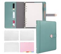 Skycase A5 Leather Binder with Magnet Closure - 6-Ring Refillable Planner for Filofax, Includes Dividers & RFID Protection (Green)