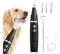 SKYCIVO Dog Plaque Remover for Teeth, Pet Teeth Cleaning Products for Tartar & Plaque Off, with LED-Light, Dog Toothbrush for Dental Care, Black