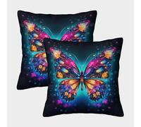 SkyClouf Butterfly Pack of 2 Homeware Cushions Invisible Zipper Decorative Pillow case for Sofa Living Room Bedroom 40x40cm