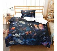 SkyClouf Butterfly Three-dimensional Printing Bedding Bedding Ensemble Butterfly Duvet Cover Ultra-fine Fiber Encased with Zipper Soft-to-the-touch And Manageable Single(135x200cm)