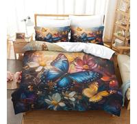 SkyClouf Butterfly Three-dimensional Printing Bedding Bedding Ensemble Butterfly Quilt Cover High-thread-count Fabric Encased with Zipper Gentle And Washable Super King(260x220cm)