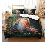 SkyClouf Butterfly Three-dimensional Printing Bedding Bedding Ensemble Butterfly Quilt Cover Superior Microfiber Encased with Zipper Plush And Low-maintenance Double（200x200cm）