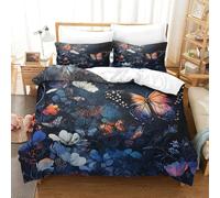 SkyClouf Butterfly Three-dimensional Printing Bedding Bedding Ensemble Butterfly Quilt Cover Ultra-fine Fiber Encased with Zipper Gentle And Washable Single(140x200cm)