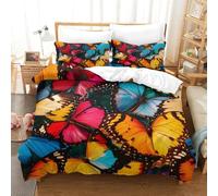 SkyClouf Butterfly Three-dimensional Printing Bedding Bedding Ensemble Butterfly Quilt Cover Ultra-fine Fiber Encased with Zipper Soft And Easy to Maintain Super King(260x220cm)