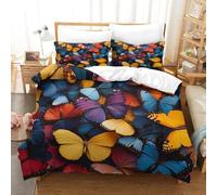 SkyClouf Butterfly Three-dimensional Printing Bedding Comforter Set Butterfly Bed Cover High-thread-count Fabric Encased with Zipper Soft And Easy to Maintain Single(140x200cm)
