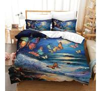 SkyClouf Butterfly Three-dimensional Printing Bedding Comforter Set Butterfly Bed Cover High-thread-count Fabric Encased with Zipper Gentle And Washable Double(200x200cm)