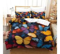 SkyClouf Butterfly Three-dimensional Printing Bedding Comforter Set Butterfly Bed Cover Ultra-fine Fiber Zipper Closure with Pillowcases Plush And Low-maintenance Double(200x200cm)