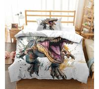 SkyClouf Dinosaur Three-dimensional Printing Bedding Bedding Ensemble Dinosaur Duvet Cover Ultra-fine Fiber Encased with Zipper Plush And Low-maintenance Single（135x200cm）