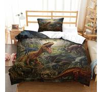 SkyClouf Dinosaur Three-dimensional Printing Bedding Bedroom Set Dinosaur Quilt Cover Superior Microfiber Encased with Zipper Soft-to-the-touch And Manageable Single（135x200cm）
