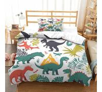 SkyClouf Dinosaur Three-dimensional Printing Bedding Comforter Set Dinosaur Bed Cover Ultra-fine Fiber Encased with Zipper Soft And Easy to Maintain Single（135x200cm）