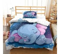 SkyClouf Elephant Three-dimensional Printing Bedding two-piece Set Elephant Duvet Cover Superior Microfiber Pillow Slip Included Soft-to-the-touch And Manageable Single（135x200cm）