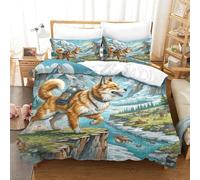 SkyClouf Fox Terrier Three-dimensional Printing Bedding Bedding Ensemble Fox Terrier Duvet Cover Ultra-fine Fiber Zipper Closure with Pillowcases Gentle And Washable Single（140x200cm）