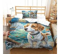 SkyClouf Fox Terrier Three-dimensional Printing Bedding Bedding Ensemble Fox Terrier Duvet Cover Ultra-fine Fiber Zipper Closure with Pillowcases Gentle And Washable Single（135x200cm）