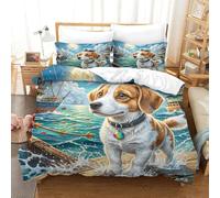 SkyClouf Fox Terrier Three-dimensional Printing Bedding Bedding Ensemble Fox Terrier Quilt Cover Ultra-fine Fiber Encased with Zipper Soft And Easy to Maintain King（220x240cm）
