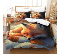 SkyClouf Fox Three-dimensional Printing Bedding Bedding Ensemble Fox Duvet Cover Superior Microfiber Encased with Zipper Soft And Easy to Maintain Super King（260x220cm）