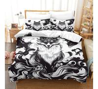 SkyClouf Fox Three-dimensional Printing Bedding Bedding Ensemble Fox Duvet Cover Ultra-fine Fiber Encased with Zipper Gentle And Washable Super King（260x220cm）