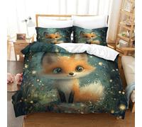 SkyClouf Fox Three-dimensional Printing Bedding Bedding Ensemble Fox Duvet Cover Ultra-fine Fiber Zipper Closure with Pillowcases Gentle And Washable Double(200x200cm)