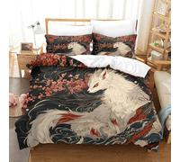 SkyClouf Fox Three-dimensional Printing Bedding Bedding Ensemble Fox Quilt Cover Ultra-fine Fiber Encased with Zipper Soft And Easy to Maintain Super King（260x220cm）