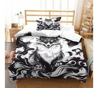 SkyClouf Fox Three-dimensional Printing Bedding Bedding Ensemble Fox Quilt Cover Ultra-fine Fiber Encased with Zipper Gentle And Washable Single（135x200cm）