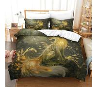 SkyClouf Fox Three-dimensional Printing Bedding Bedding Ensemble Fox Quilt Cover Ultra-fine Fiber Zipper Closure with Pillowcases Gentle And Washable Super King（260x220cm）