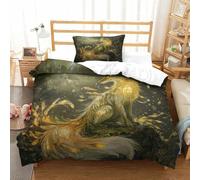 SkyClouf Fox Three-dimensional Printing Bedding Comforter Set Fox Bed Cover High-thread-count Fabric Encased with Zipper Gentle And Washable Single（135x200cm）