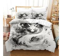SkyClouf Fox Three-dimensional Printing Bedding Comforter Set Fox Bed Cover High-thread-count Fabric Encased with Zipper Plush And Low-maintenance Double（200x200cm）