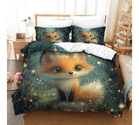 SkyClouf Fox Three-dimensional Printing Bedding Comforter Set Fox Bed Cover Ultra-fine Fiber Encased with Zipper Gentle And Washable Single（140x200cm）