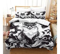 SkyClouf Fox Three-dimensional Printing Bedding Comforter Set Fox Bed Cover Ultra-fine Fiber Zipper Closure with Pillowcases Gentle And Washable Single（140x200cm）