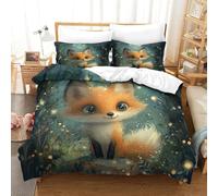 SkyClouf Fox Three-dimensional Printing Bedding Comforter Set Fox Bed Cover Ultra-fine Fiber Zipper Closure with Pillowcases Plush And Low-maintenance Super King（260x220cm）