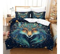 SkyClouf Fox Three-dimensional Printing Bedding Three-piece Set Fox Bed Cover Ultra-fine Fiber Encased with Zipper Soft-to-the-touch And Manageable Double（200x200cm）