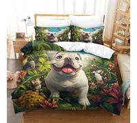 SkyClouf FRENCH BULLDOG Three-dimensional Printing Bedding Bedding Ensemble BULLDOG Duvet Cover Ultra-fine Fiber Encased with Zipper Gentle And Washable Super King（260x220cm）