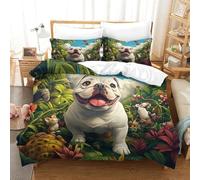 SkyClouf FRENCH BULLDOG Three-dimensional Printing Bedding Bedding Ensemble BULLDOG Quilt Cover Superior Microfiber Encased with Zipper Gentle And Washable Double（200x200cm）