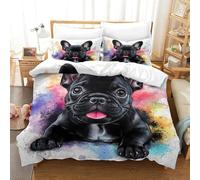 SkyClouf FRENCH BULLDOG Three-dimensional Printing Bedding Bedding Ensemble FRENCH BULLDOG Duvet Cover Superior Microfiber Encased with Zipper Plush And Low-maintenance Double（200x200cm）