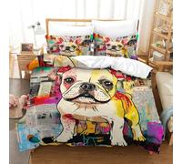 SkyClouf FRENCH BULLDOG Three-dimensional Printing Bedding Bedding Ensemble FRENCH BULLDOG Quilt Cover Superior Microfiber Encased with Zipper Plush And Low-maintenance Single（140x200cm）