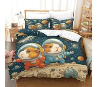 SkyClouf Guinea Pig Three-dimensional Printing Bedding Three-piece Set Guinea Pig Comforter Envelope High-thread-count Fabric Zipper Closure with Pillowcases Gentle And Washable Double(200x200cm)