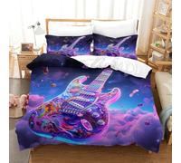 SkyClouf Guitar Three-dimensional Printing Bedding Bedroom Set Bed Cover Superior Microfiber Encased with Zipper Gentle And Washable Double(200x200cm)