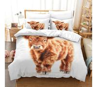 SkyClouf Highland Cattle Three-dimensional Printing Bedding Bedding Ensemble Highland Cattle Duvet Cover Superior Microfiber Encased with Zipper Gentle And Washable Super King（260x220cm）