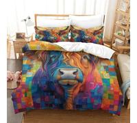 SkyClouf Highland Cattle Three-dimensional Printing Bedding Bedroom Set Bed Cover High-thread-count Fabric Pillow Slip Included Gentle And Washable King（220x240cm）