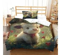 SkyClouf Highland Cattle Three-dimensional Printing Bedding Comforter Set Highland Cattle Bed Cover Ultra-fine Fiber Zipper Closure with Pillowcases Gentle And Washable Single（135x200cm）