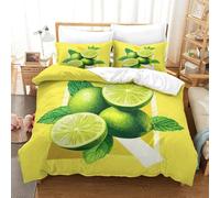 SkyClouf Lemon Three-dimensional Printing Bedding Bedding Ensemble Lemon Duvet Cover Ultra-fine Fiber Zipper Closure with Pillowcases Gentle And Washable Double(200x200cm)