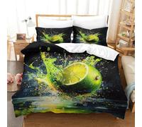 SkyClouf Lemon Three-dimensional Printing Bedding Bedding Ensemble Lemon Quilt Cover High-thread-count Fabric Encased with Zipper Gentle And Washable Super King(260x220cm)